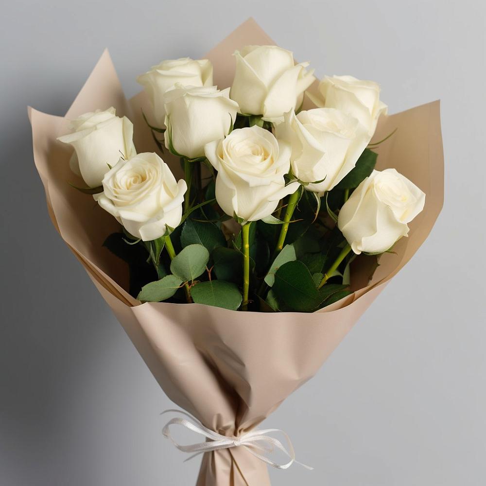 Букет 9 Белых роз Эдлесс Лав в Юсьва