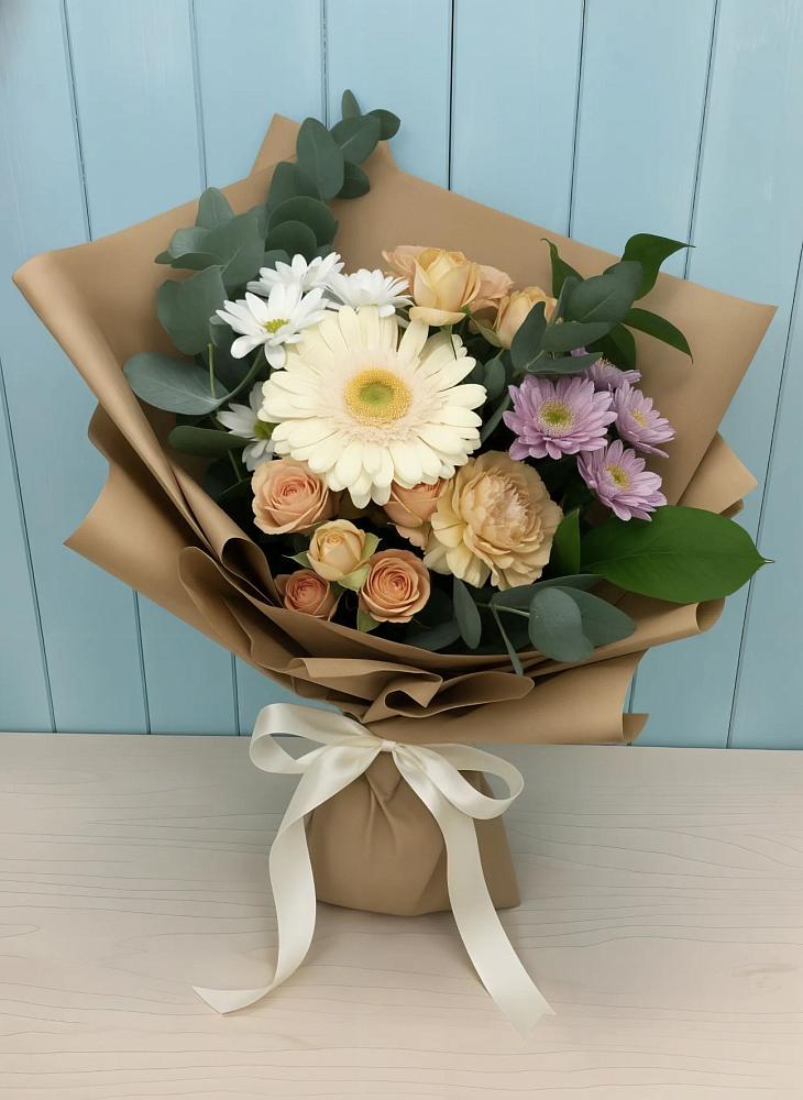 Букет цветов из: Герберы и Хризантемы в Юсьва