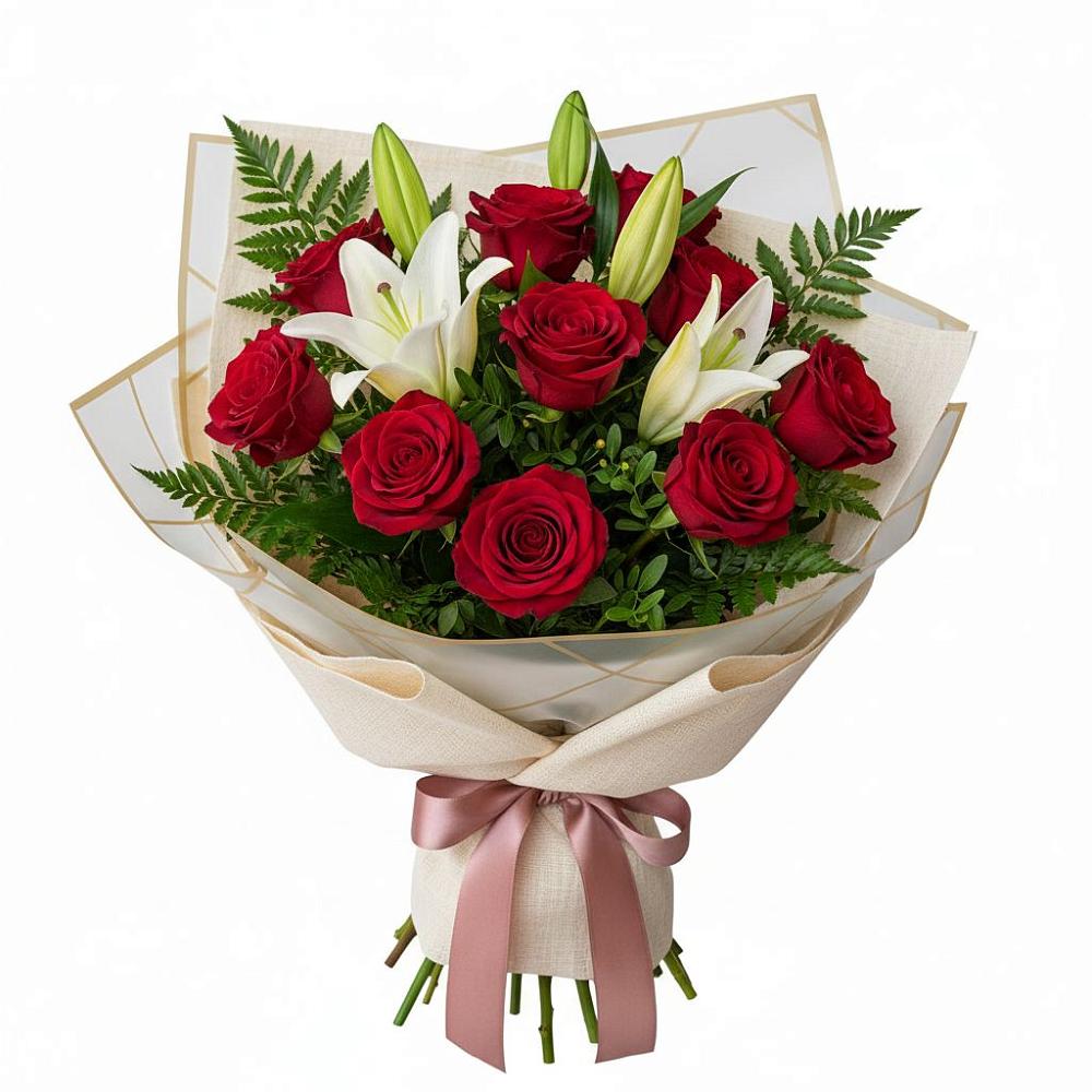 Букет цветов из: Лилии и Розы в Юсьва