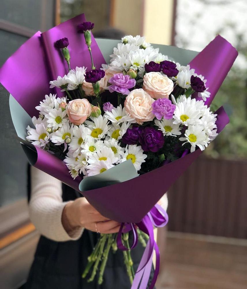 Букет цветов из: Хризантемы, Гвоздики и Розы в Юсьва