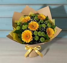 Букет цветов из:  Герберы и Хризантемы в Юсьва