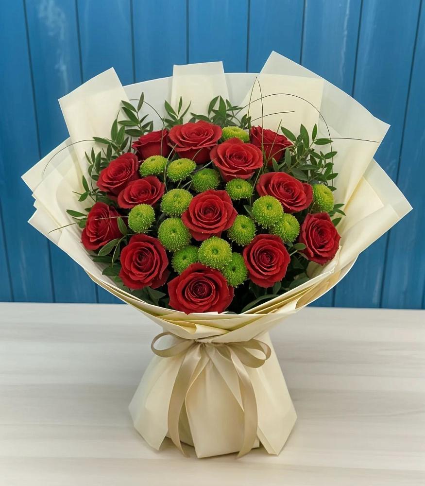 Букет цветов из: Розы и Хризантемы в Юсьва